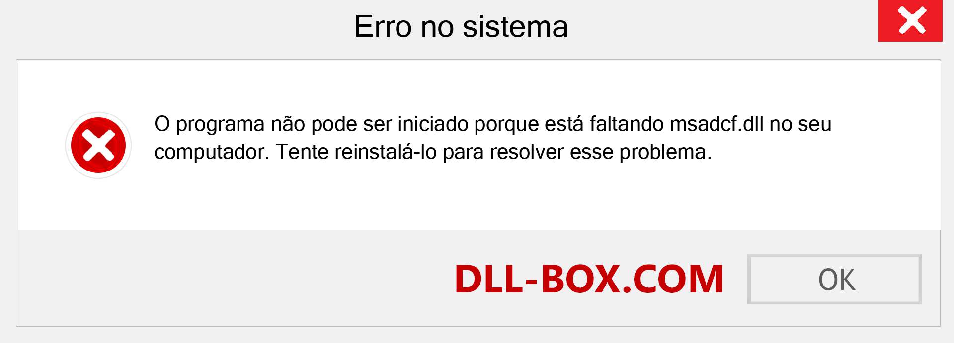 Arquivo msadcf.dll ausente ?. Download para Windows 7, 8, 10 - Correção de erro ausente msadcf dll no Windows, fotos, imagens